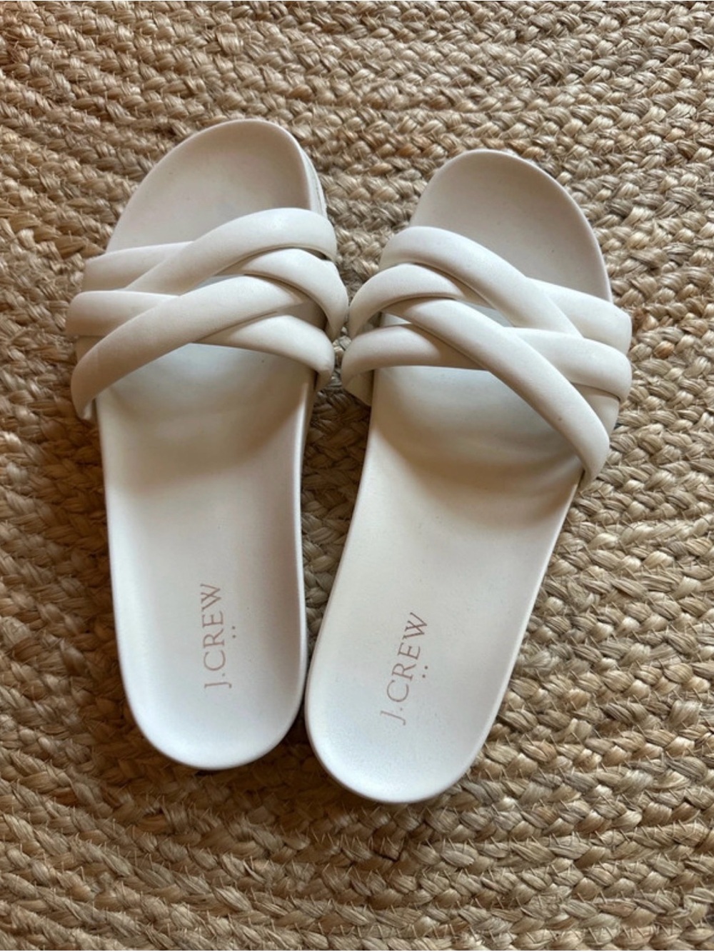 J. Crew Women Crisscross Slide Sandals Size 9 Ivory Slip On Shoes